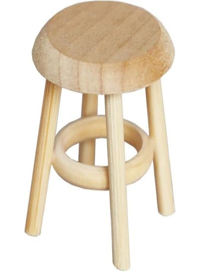 Kryoflare Miniature Wooden Stool, 1:12 Scale Furniture, DIY Living Room Accessories, Wooden Color Dollhouse Living Room, Dollhouse Accessories - Image 1